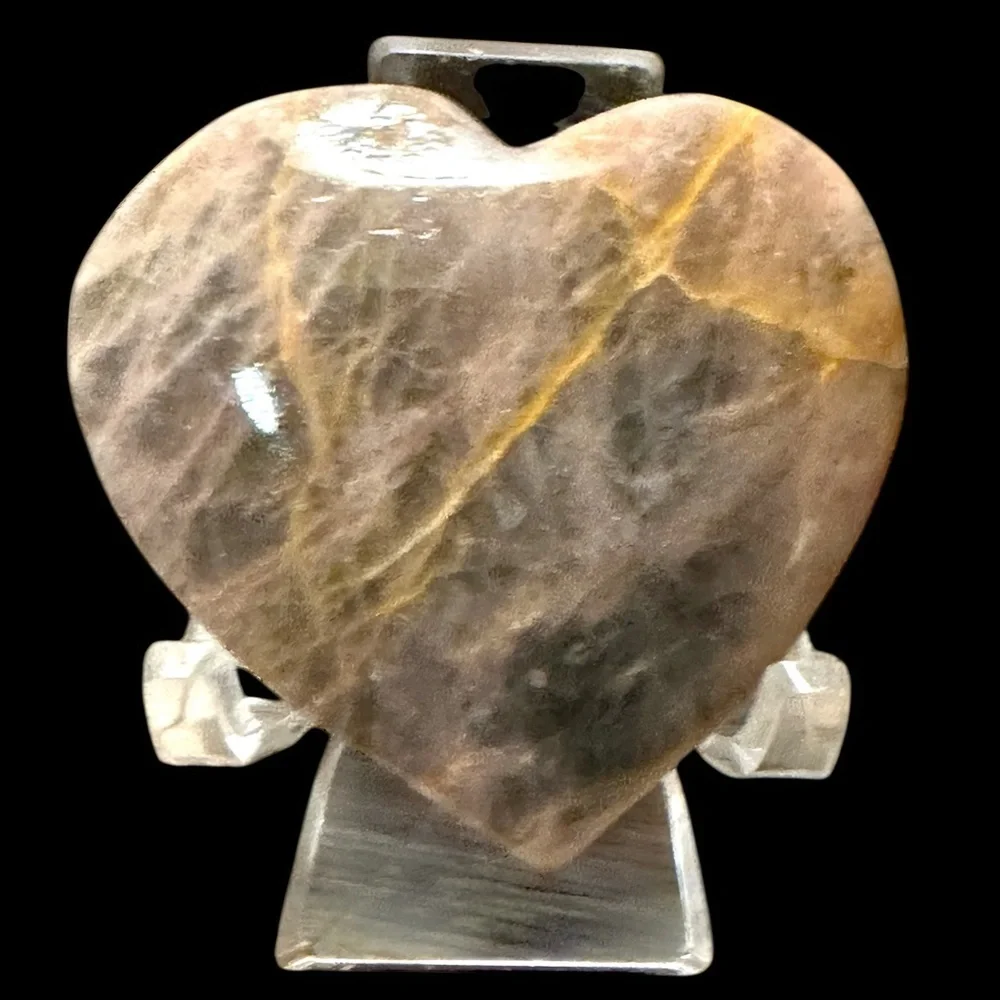 Black Moonstone Heart-Shaped Stone Decor Gift Large